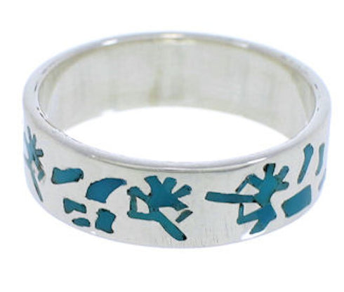 Turquoise Silver Southwest Kokopelli Ring Size 7-3/4 QX87795